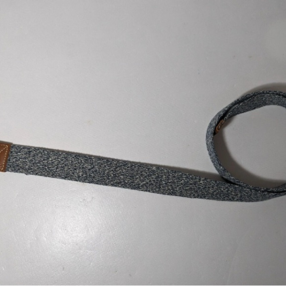 NEW- Size S/M Mens Cremieux Cloth Belt Cotton Leather Trim Navy & White Solid